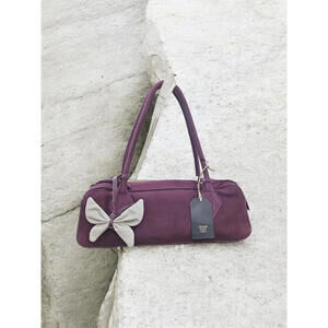 Genuine Suede East West Bag with Bow Detail